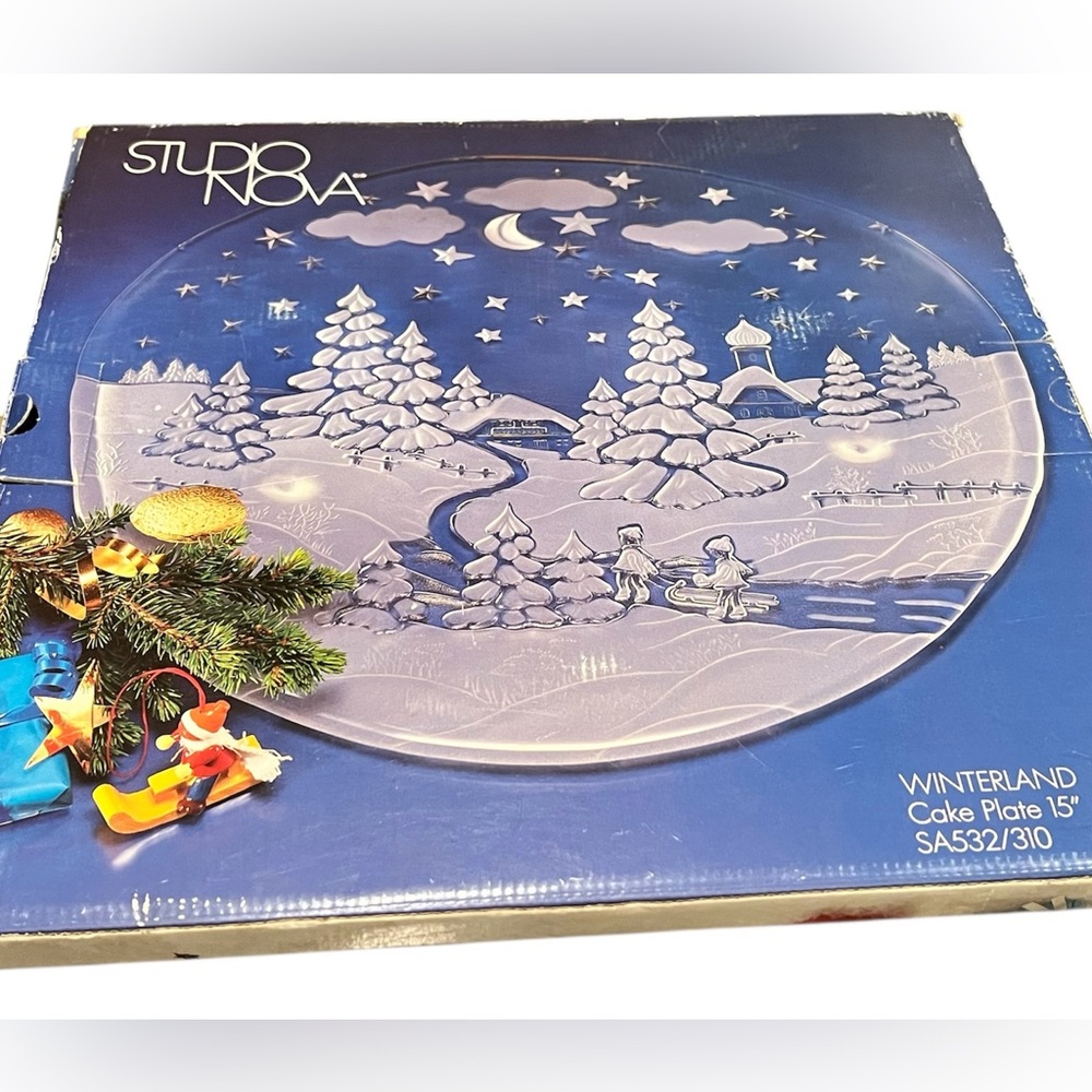 Studio Nova Winterland Crystal Cake Plate 15” Germany Vintage SA532/310 NIB